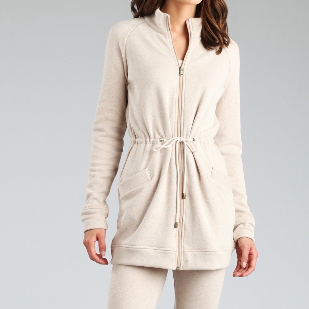Ugg Cream Zip-Up Jacket With Drawstring Waist Siz… - image 1